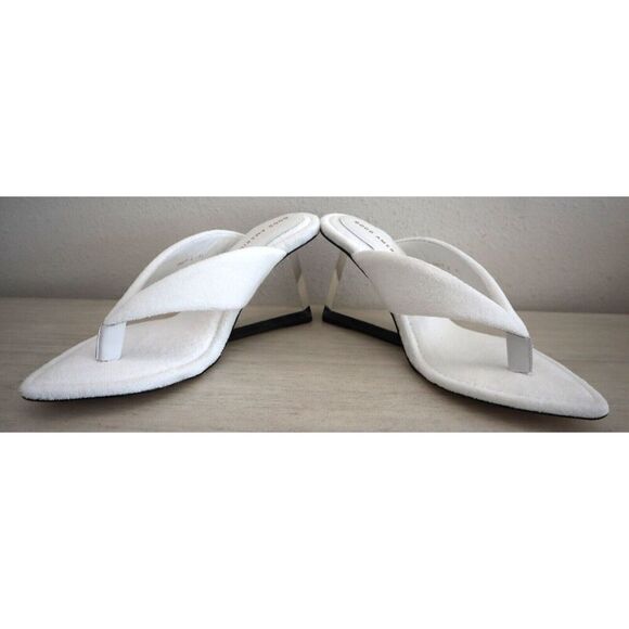 Good American Women's Sz 8.5 White Terry Cinder F*cking-Rella Wedge Sandals - Picture 4 of 7